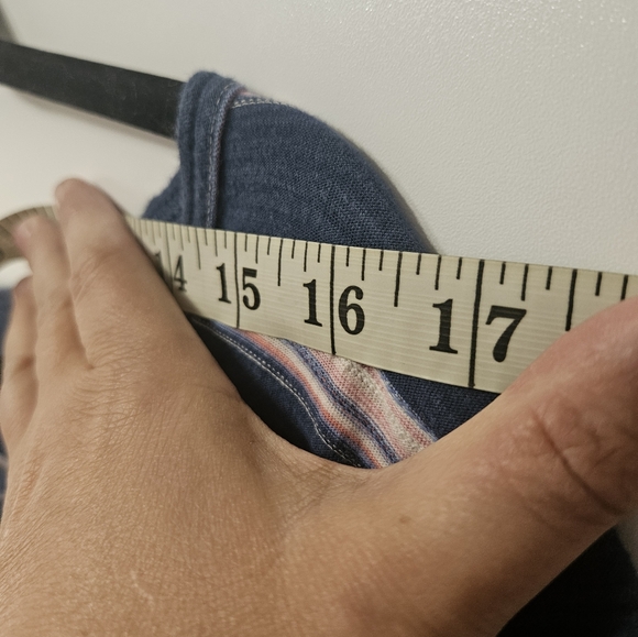 Chaps womens striped t-shirt size 2XL. Blue, pink, and white. - Picture 5 of 9